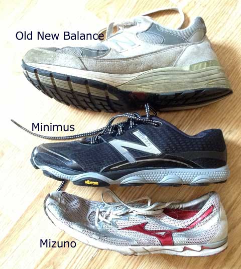 three running shoes